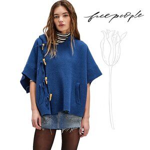 Free People  Navy Toggle Poncho